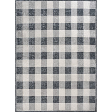 Gingham Gradient Plaid Cottage Machine-washable Area Rug